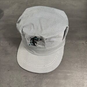Florida Marlins Conductor Engineer Snapback Hat Blue Hickory Stripe D-Train MLB